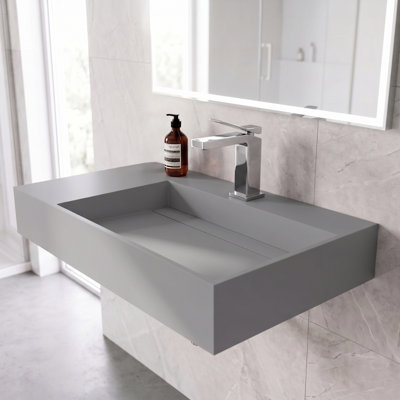 Juniper 30" Wall Mounted Bathroom Sink With Right Basin - Gray