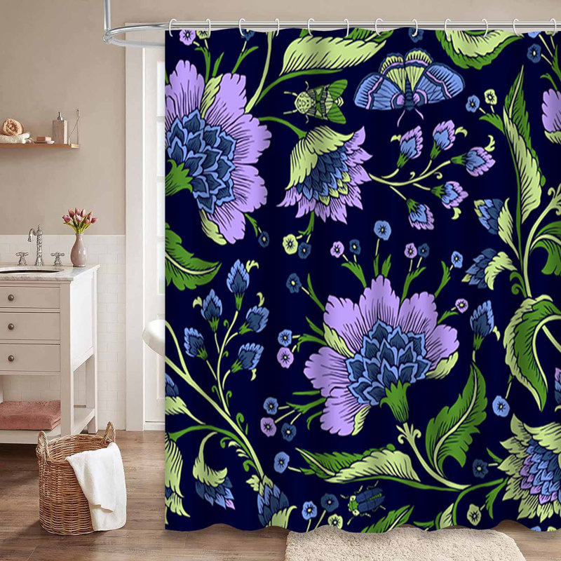 Rideau de douche imperméable BatikBloom, L 72 po x l 78 po