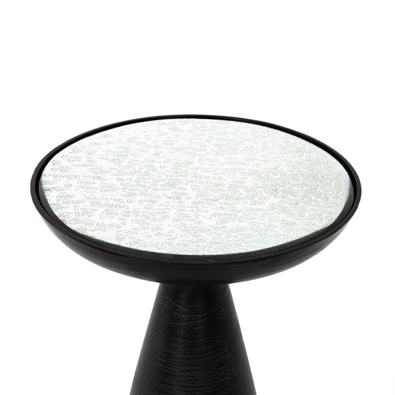Marlow Mod Pedestal End Table, Ash Glass, Brushed Bronze