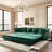 89" Velvet Sleeper Sofa Bed, Pull-out Convertible Couch Bed, Upholstered Chesterfield Sofa Bed with 4 Pillows, Green-723470131
