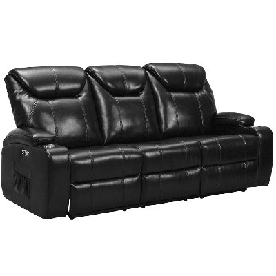Cinema Electric Leather 3 Seater Recliner Sofa With Two Cup Holders
