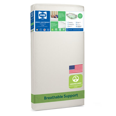 Sealy Baby Orion Antibacterial 2-stage Breathable Crib Mattress, Toddler Bed Fit, Lightweight, Waterproof, Non-toxic, Greenguard Gold Certified, Usa Made, Safety & Quality Tested, 52x28