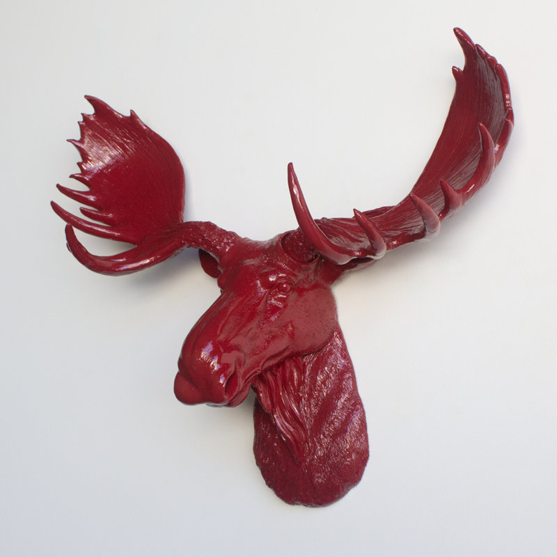 Handmade Rustic Animals Wall Decor on Resin, Red