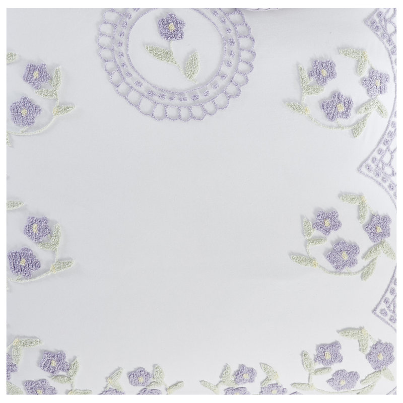 Lavender Floral Cotton Chenille Tufted Twin Bedspread