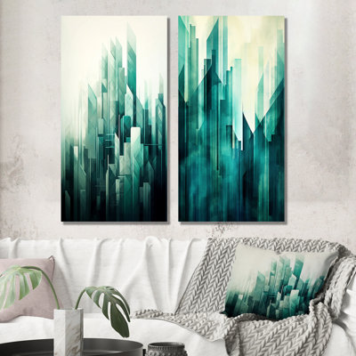 Skyscrapers Teal Towers High Rise City - ensemble d'art mural sur toile Skyscrapers