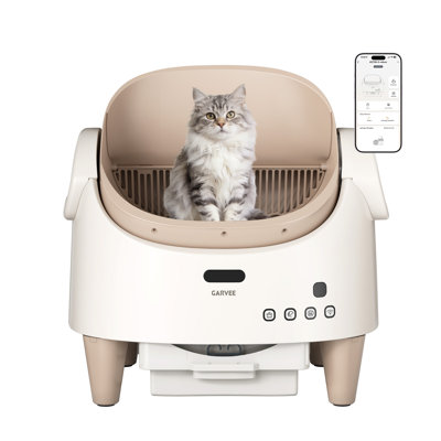 Self Cleaning Smart Litter Box APP Controlled Automatic Odor-Free Cat Toilet with Large Waste Bin Disposable Bags, Open Top Design for Single or Multi Cat Households