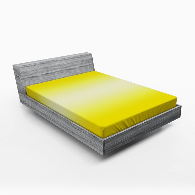 Microfiber Abstract Fitted Sheet, Full Fitted Sheet, Yellow, striped