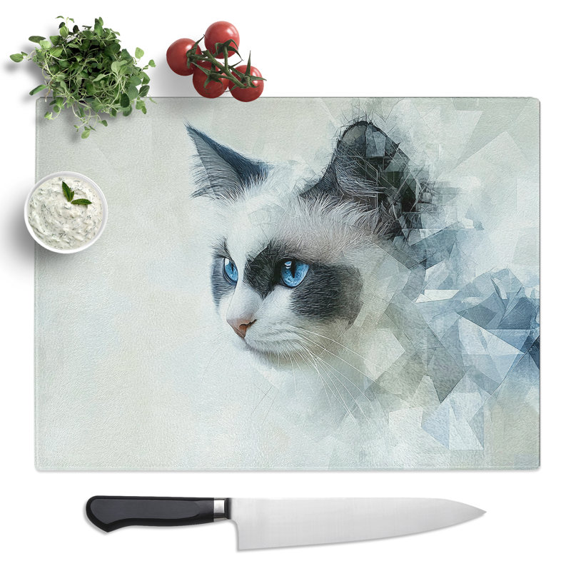 Ragdoll Cat Artwork  Glass Chopping Board