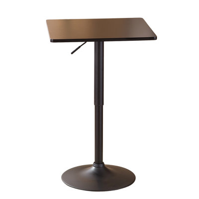 Black Square Top Metal Bar Table With Adjustable Height Function - 26" 36" Fashionable Sleek And For Modern Homes