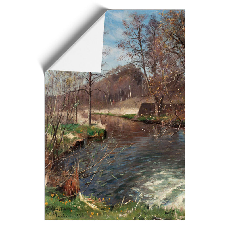 River Landscape by Peder Mork Monsted - No Frame Painting, 84cm H x 59cm W x 0.1cm D