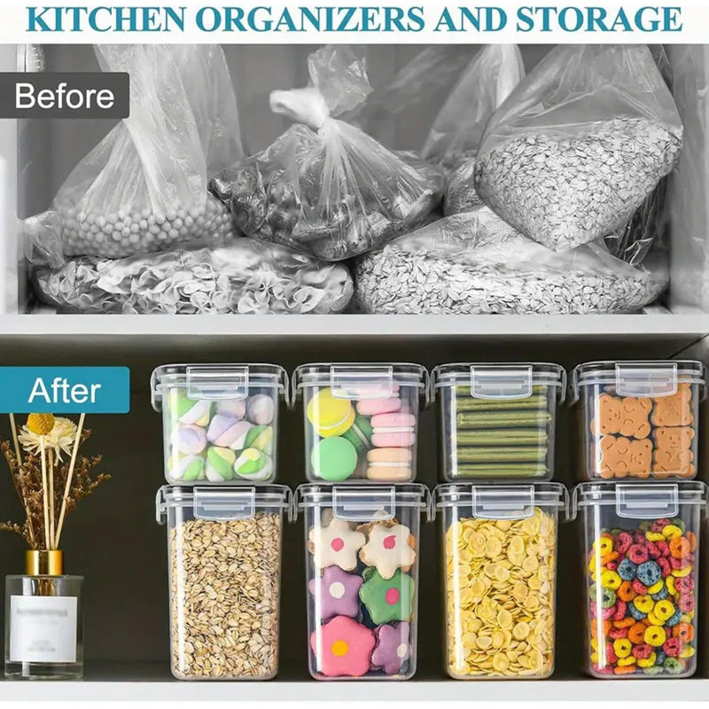 12-Piece Food Storage Container Set – 19.6L Airtight Pantry Jars With Leak-Proof Lids In 6 Sizes For Flour, Sugar, Rice, Cereal, Snacks + 20 Chalkboard Labels & Marker