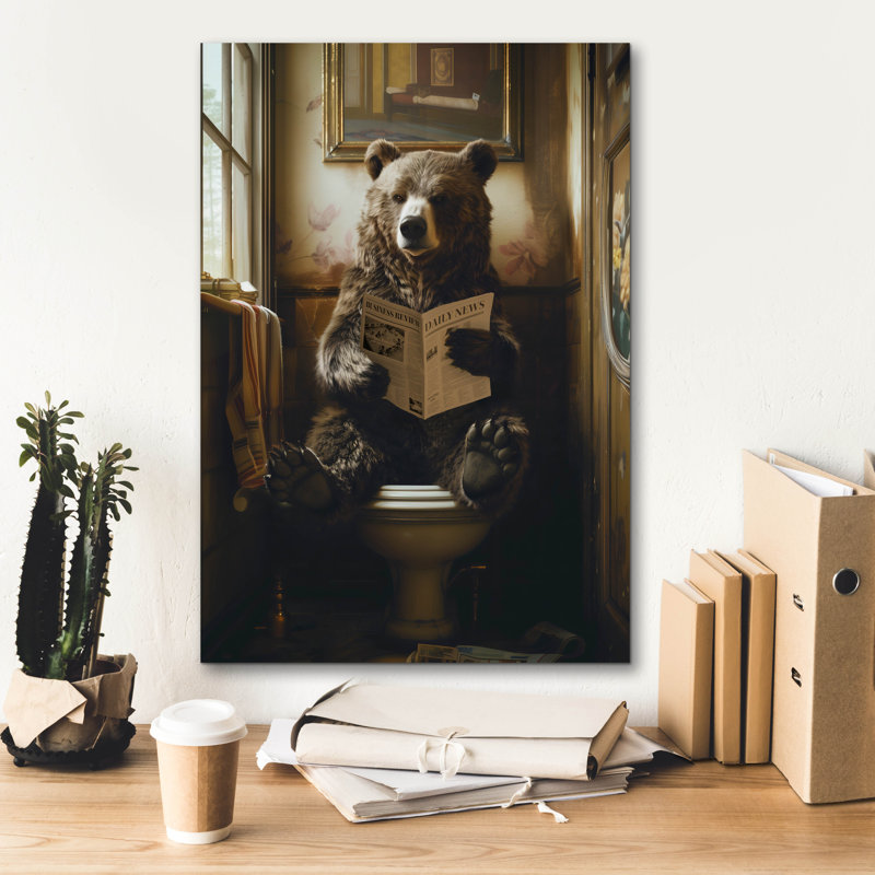 Art mural en toile «The toilettes ours» par Andreas Magnusson, 18 po x 26 po, H 26 po x l 18 po x P 0,75 po