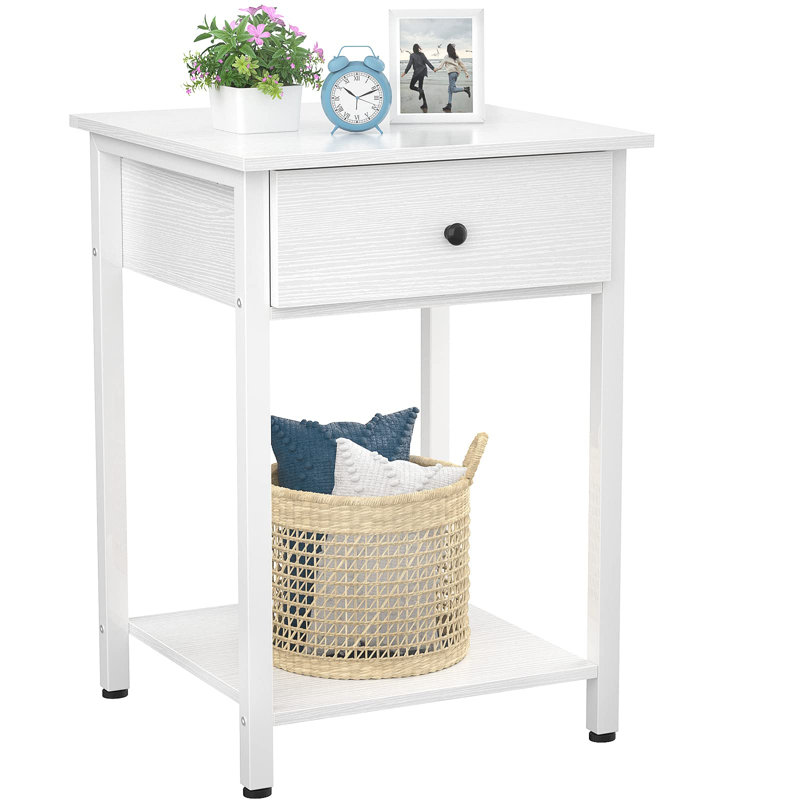 Table de bout avec rangement Jonnathan, Blanc cassé, Blanc cassé