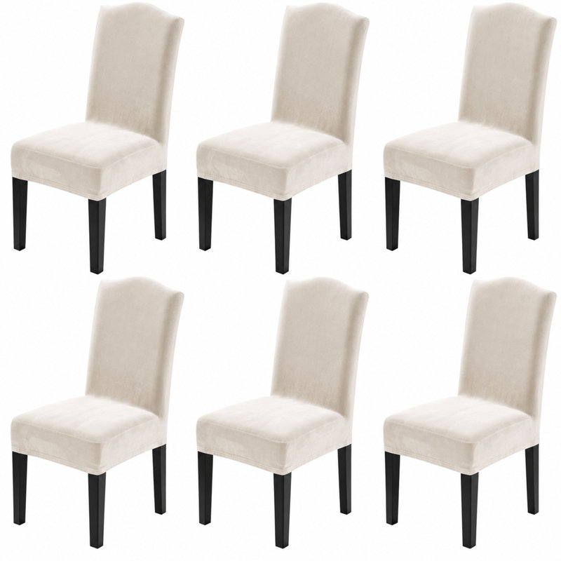 Ensemble de 6 housses en velours extensible pour chaise de salle à manger
