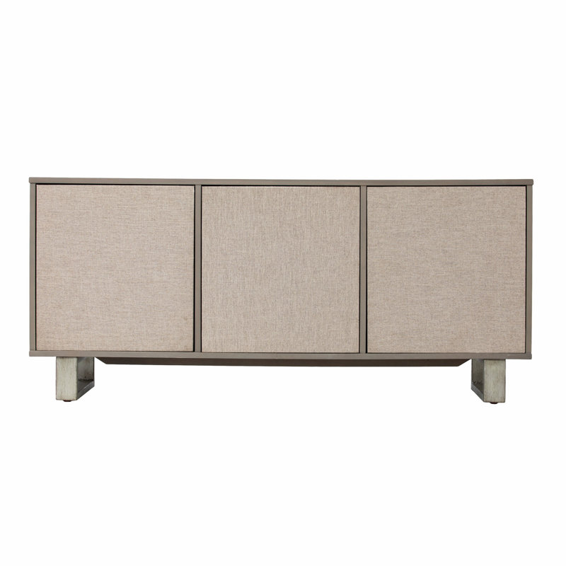 Meuble télé, console multimédia à 3 portes avec tablettes réglables