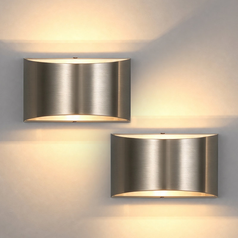 1 - Light Wall Mounted Sconce Modern Wall Light Bedside Square Night Light, Nickel