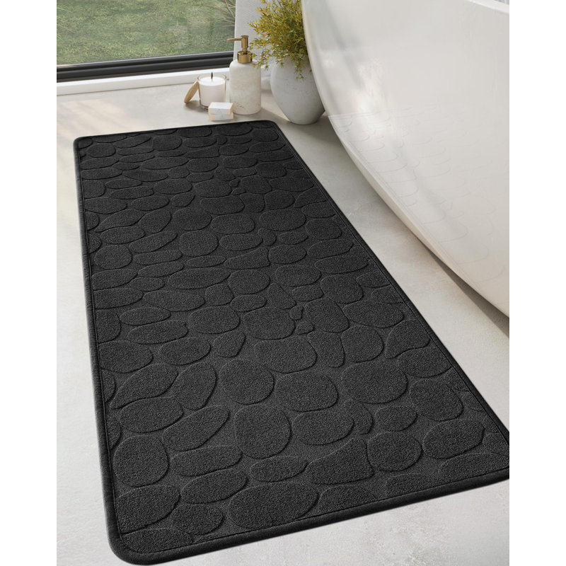 Tapis pour salle de bain en caoutchouc Emslie, L 20 po x L 47 po, Noir