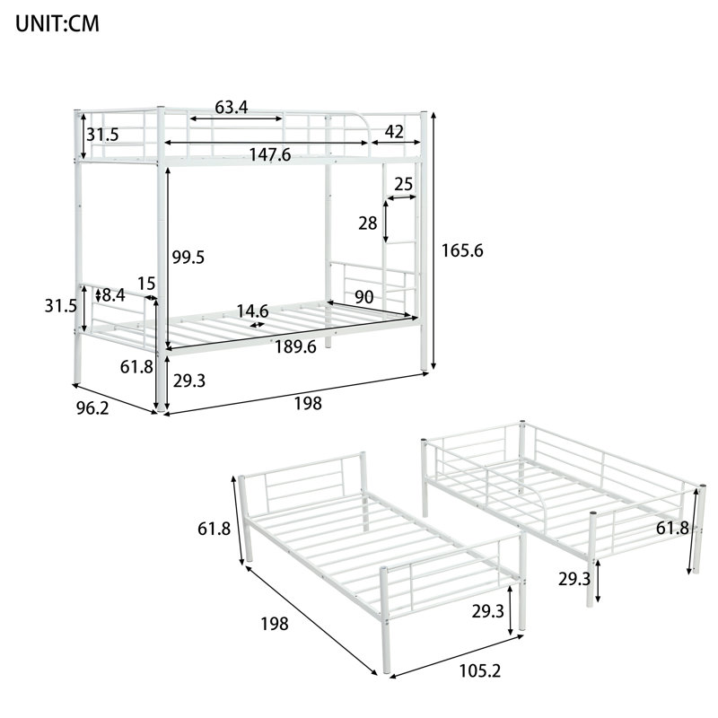 Uhrichsville Bunk Bed with Built-in Ladder Included, White