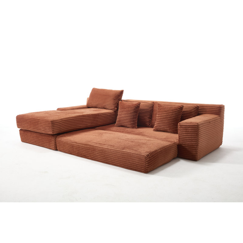 Canapé modulaire en L Albert Boneless Compression, Tissu orange