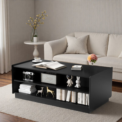 Modern Rectangle Coffee Table With 4 Drawers And 2 Display Shelves by Latitude Run