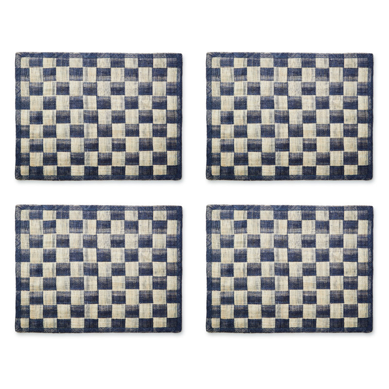 Black Sinamay Placemats, Set Of 4, Navy