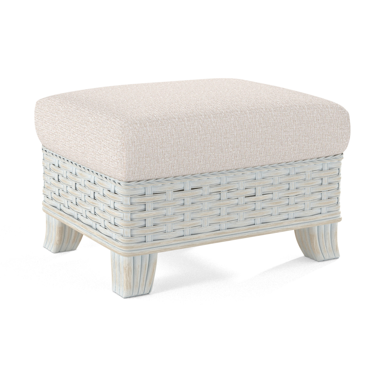 Somerset Upholstered Ottoman, White Sugar Performance, Bisque