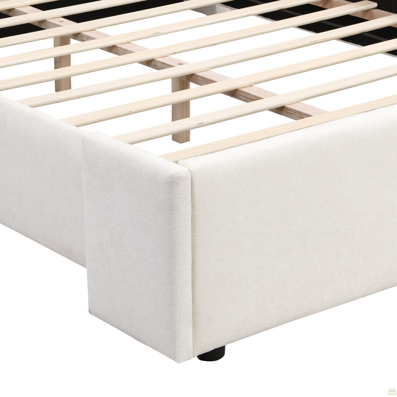 Lit rembourré en tissu avec grande tête de lit, grand, Grand lit