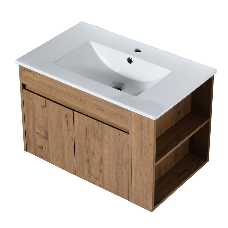 Meuble-lavabo de 30 pouces avec lavabo en céramique blanche et tablette réglable