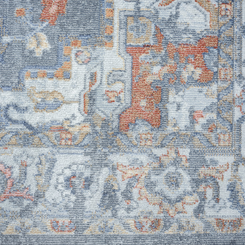 Tapis bleu / gris Claringbold, Tapis de couloir 2 pi 3 po x 7 pi 3 po