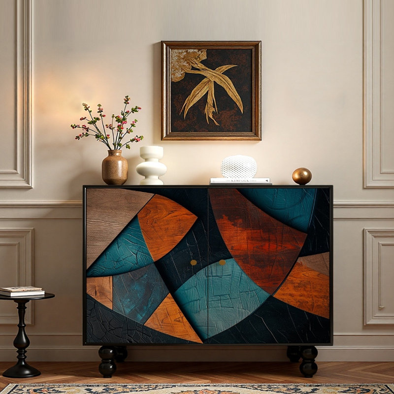 Commode d'entrée en bois massif chinois, H 35,4 po x l 39,4 po x P 15,7 po