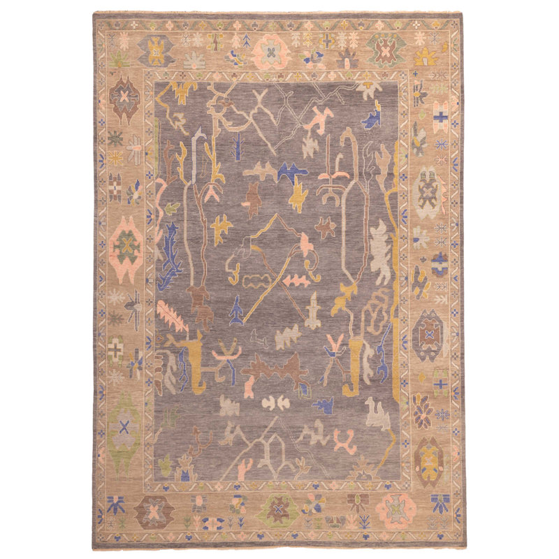 Tapis moderne gris Oushak 9 pi 10 po x 13 pi 11 po