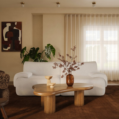 Chue Cream Upcycled Fabric Modular Loveseat