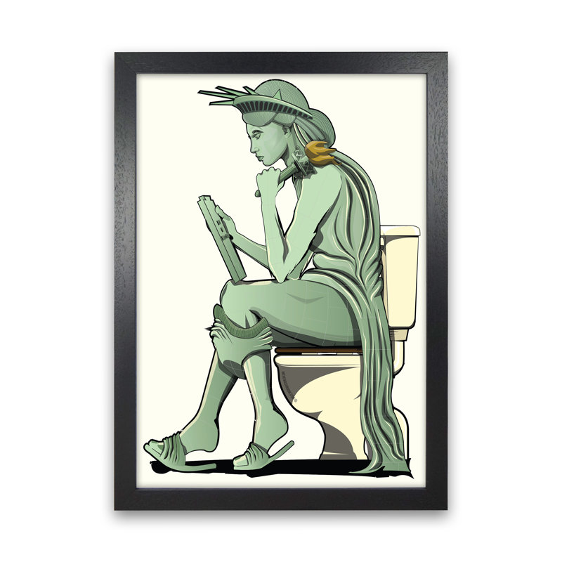 Statue Of Liberty Loo - Print, 84cm H x 60cm W x 3cm D, Black Framed