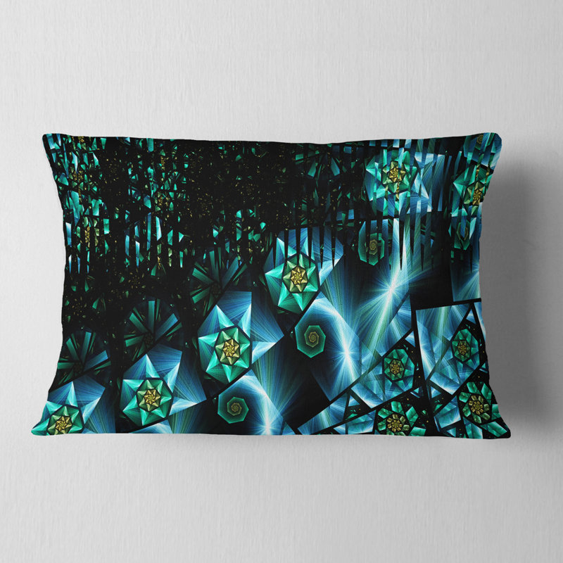  Coussin lombaire abstrait à motif floral fractal abstrait