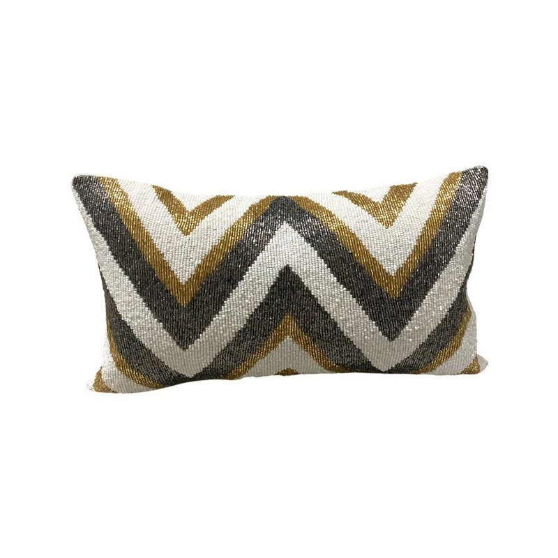 Cosmos Shimmering Hand-Beaded Throw Pillow
