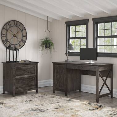 Veda 54'' Desk Sand & Stable Color: Dark Gray Hickory