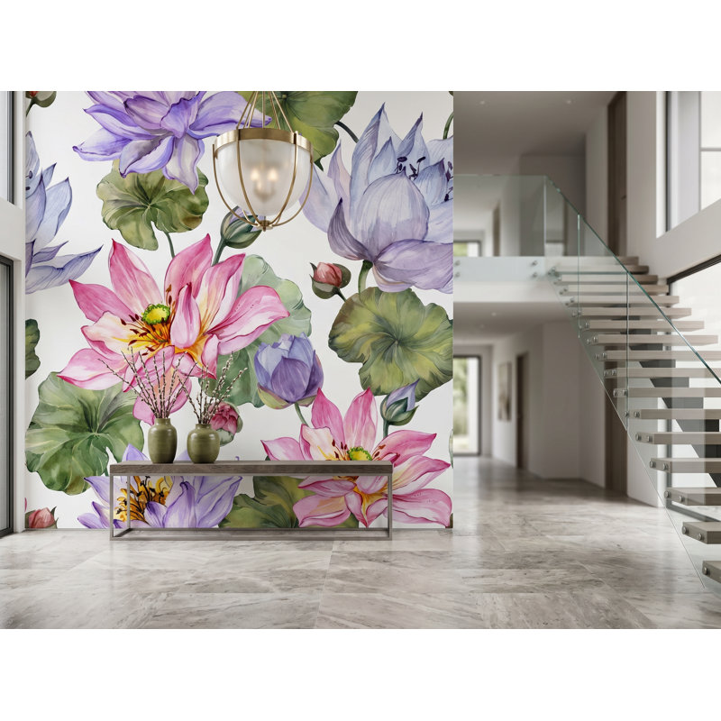 Papier peint adhésif grandes fleurs L 8,33 pi x l 100 po, l 100 po x H 100 po, papier pré-collé, Papier pré-collé