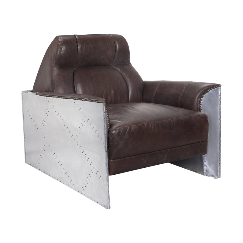 Fauteuil en cuir fleur 34,6 po