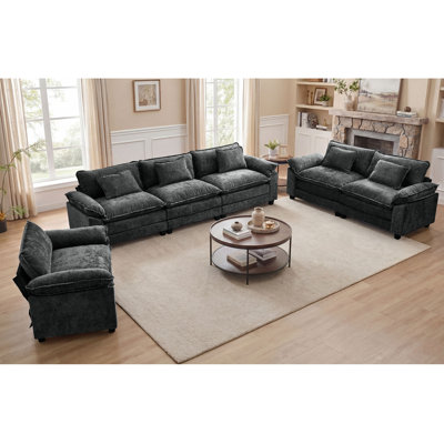 3 Piece Modular Sectional Sofa Sets, Deep Seats Living Room Couch Set With Oversized 120" Sofa, 86" Loveseat And 53" Armchair
