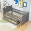 Lit plateforme simple en bois 4 tiroirs avec garde-corps, échelle et tablettes-1158734494