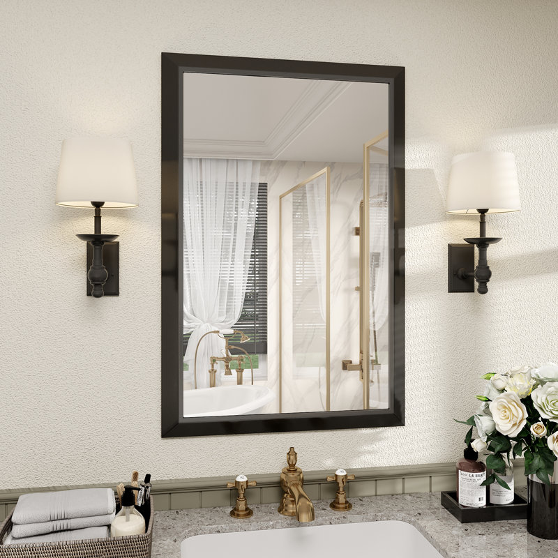Miroir de meuble-lavabo mural Molly, 36 po x 24 po, Noir