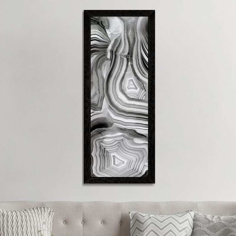 Agate Panel Iii by Danielle Carson - Panoramic Painting on Canvas, Black Framed, 30.48 cm H x 91.44 cm W