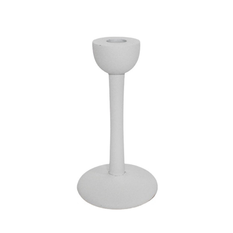 Giedre Aluminum Tabletop Candlestick, White, 8.5" H x 4" W x 4" D