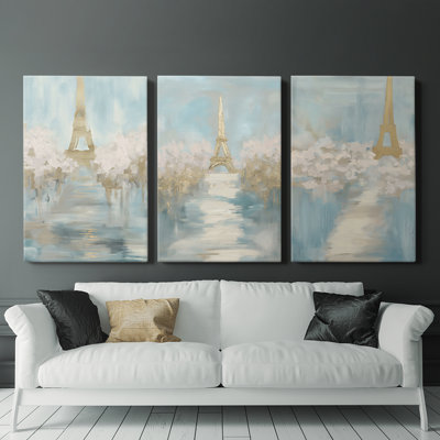 Paris Series I - Ensemble de toiles tendues avec châssis Premium - Prêt à être accroché
