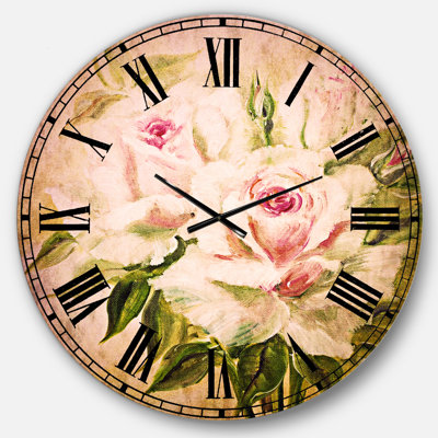 Trois roses roses - Horloge murale traditionnelle