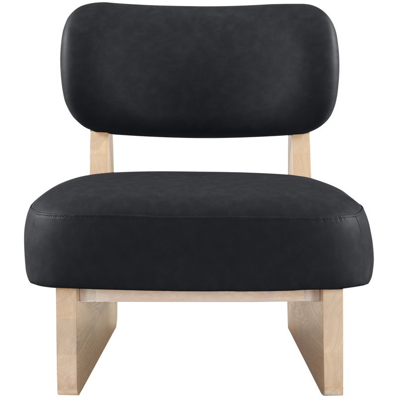 Fauteuil d'appoint en cuir Vetra Lystra, Naturel, Cuir végétalien noir