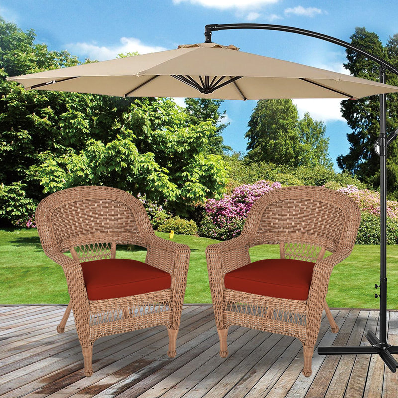 Chaise de patio avec coussins Burrowes, Rouge, Miel
