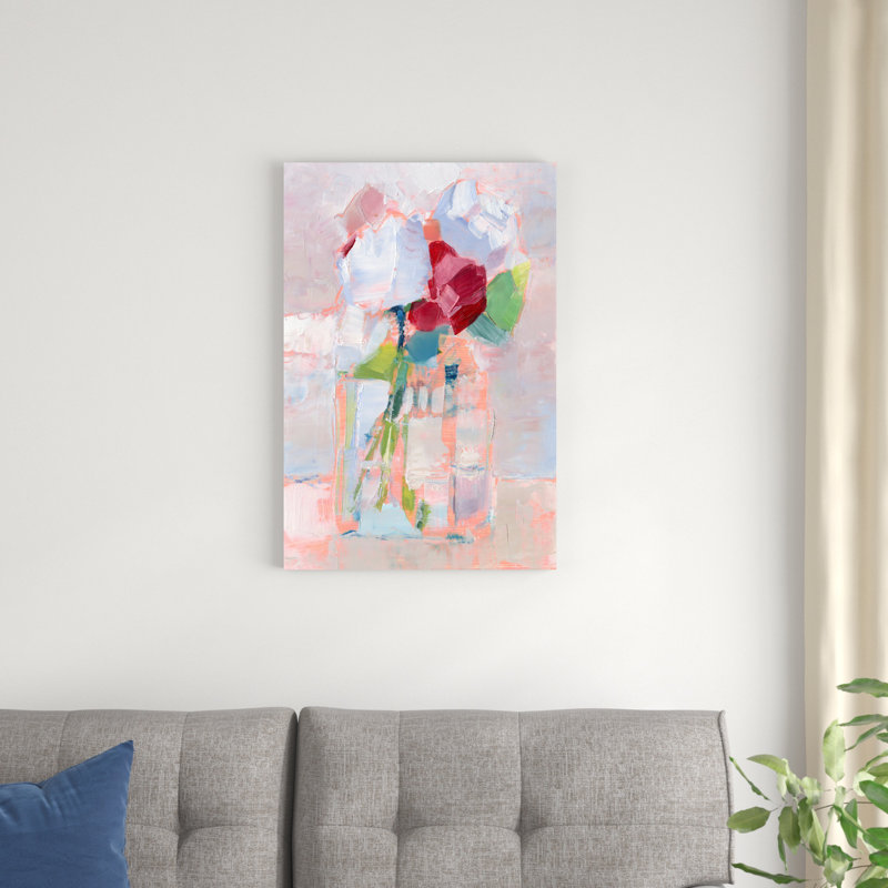Fleurs abstraites dans un vase I, H 30 po x l 20 po x P 1,25 po