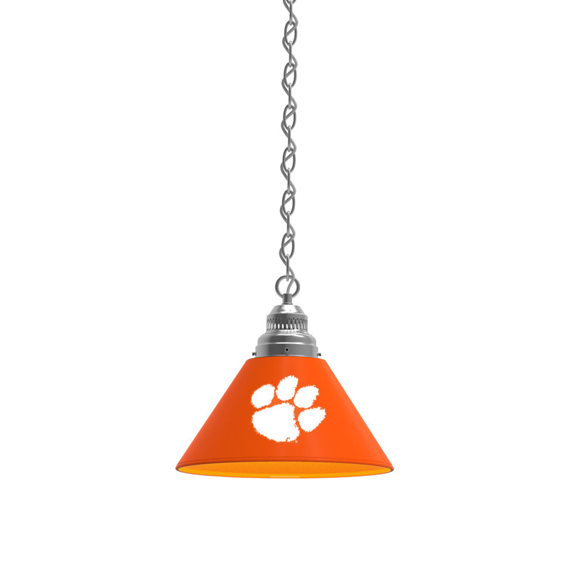 1 - Light Single Pendant, Chrome, Clemson Tigers