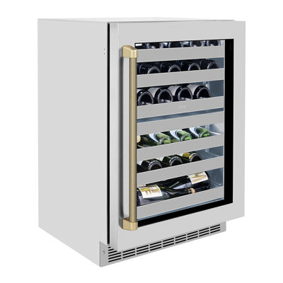 ZLINE Autograph 24 in. Touchstone Dual Zone Wine Cooler with Steel Glass Door & Nickel Helix Handle